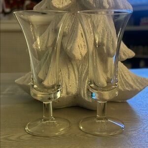 Vintage Clear Glass Cordial Glasses Set of 2 | 4.5" Tall Stemware